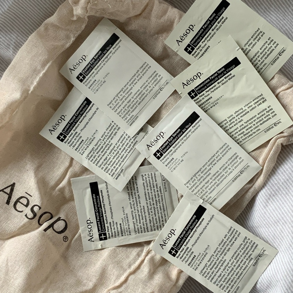 AESOP Facial Skincare Set of Seven includes AESOP eye serum, Facial Concentrate